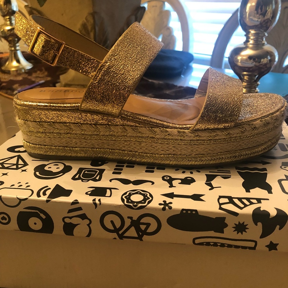 Gold espadrille wedges